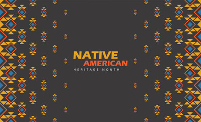 Native American Heritage Month in November. American Indian culture. Seamless pattern in tribal. Abstract background with ethnic Aztec ornament. Geometric ethnic pattern. Boho motifs.