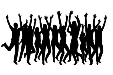 Dynamic Silhouettes of Diverse People Celebrating and Jumping
