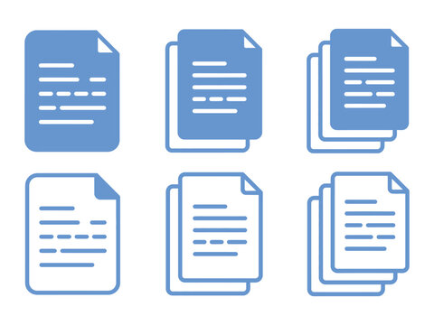 A blue document icon represents files and pages isolated on white background