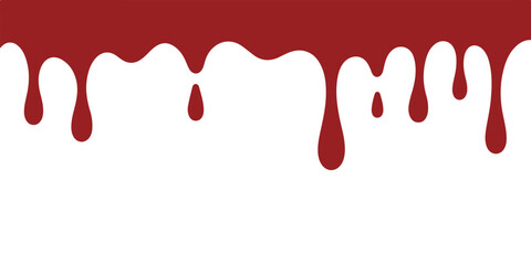 Red blood dripping down, isolated on white background in a graphic design