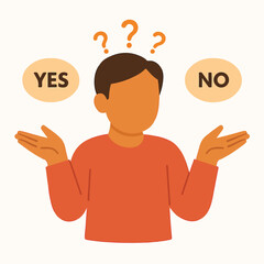 character vector of a confused person making a decision