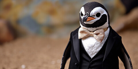 Elegant penguin dressed for a formal occasion Generative AI