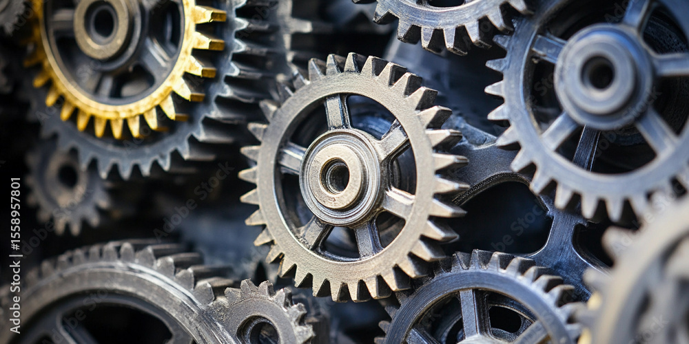 Poster Intricate interlocking gears showcasing craftsmanship and design Generative AI