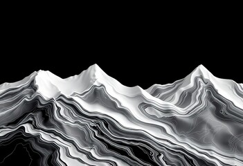Abstract white topographic lines on black, showing elevation changes,   seamless pattern,  design