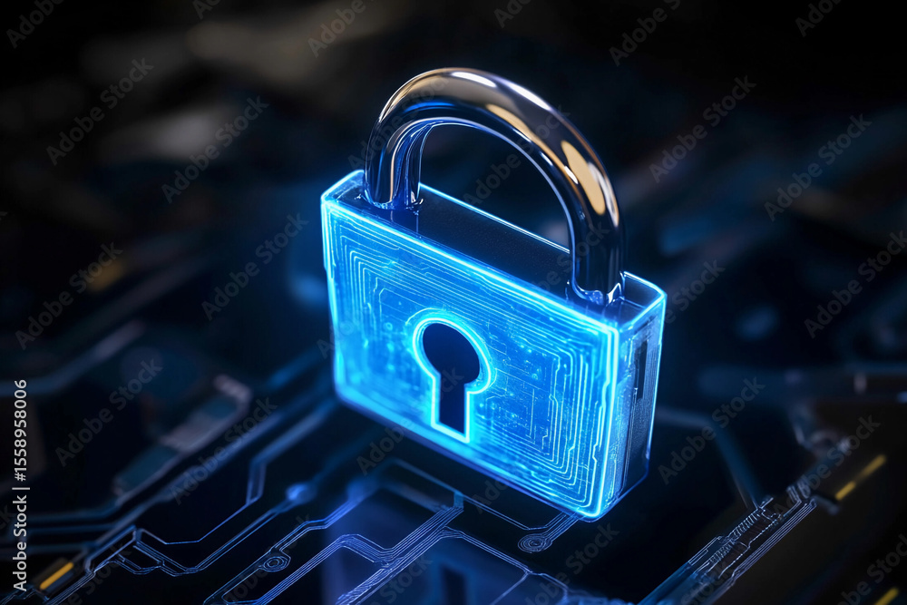 Aufkleber high quality digital padlock symbolizing security and protection generative ai