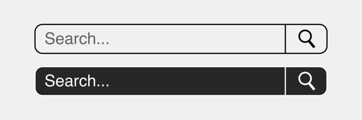 Obraz premium Two search bars with magnifying glass icons, isolated on white background
