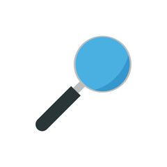 Blue magnifying search icon flat style vector isolated on white background 