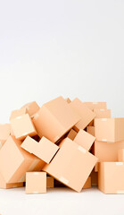 E-commerce logistics with cardboard boxes and delivery location icons