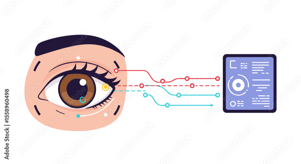 Aufkleber technology concept: eye tracking system data visualization vector illustration for design
