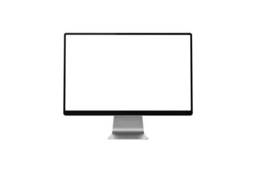 Display monitor mockup with white screen, modern computer screen blank display, technology concept.