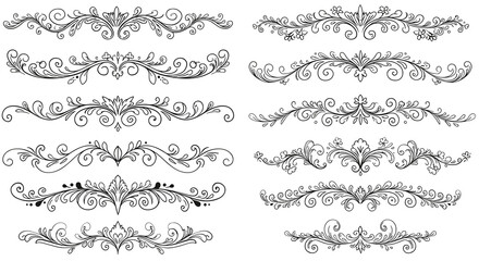 Obraz premium Ornamental border vector illustration: intricate flourish design for decorative print, card, poster in line art style