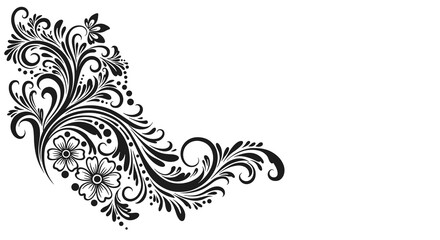 Elegant floral swirl vector illustration for design in black and white