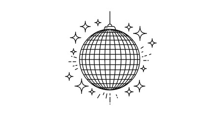 Retro party vibes: black and white disco ball vector illustration for design and posters
