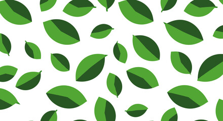 Naklejka premium Seamless green leaves pattern vector illustration for nature-inspired designs