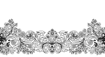 Ornate floral border vector illustration for elegant design in hand drawn style