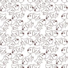 Fototapeta premium seamless pattern of cats and dogs doodle with white background