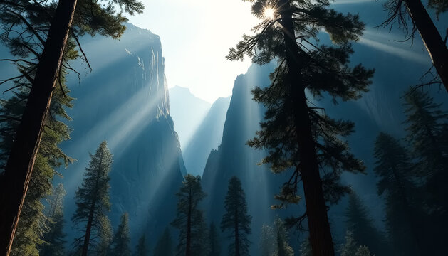Mountain range with trees in the foreground - Powered by Adobe