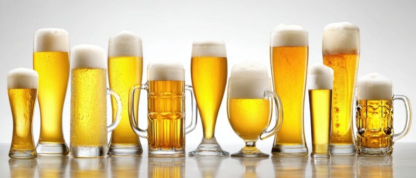 The collection of various beer glasses showcasing different styles and colors.