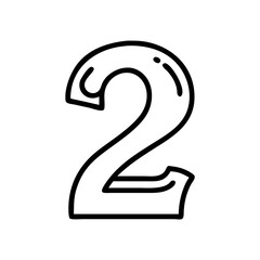 Naklejka premium Stylized outline number two with curved edges in minimal design on white background