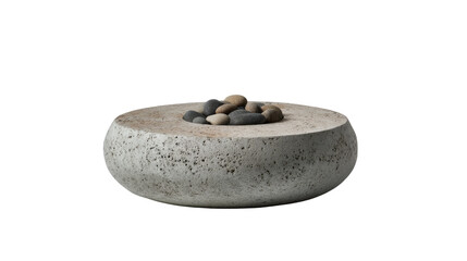 Minimalist Outdoor Fire Pit: A modern, round concrete fire pit adorned with smooth river rocks sits serenely, promising cozy evenings and warm gatherings under the stars.