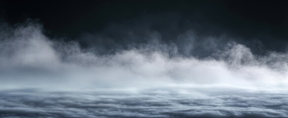 Fototapeta premium The Ethereal Dance of Fog Over the Dark Landscape