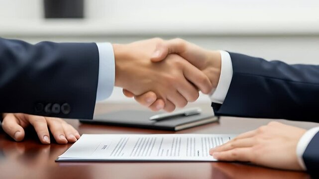 Business handshake and contract signing
