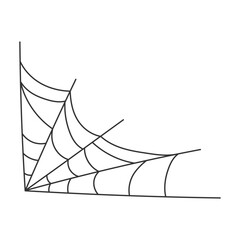 Black silhouette of cobweb. Decorative element for Halloween celebration. Vector illustration.