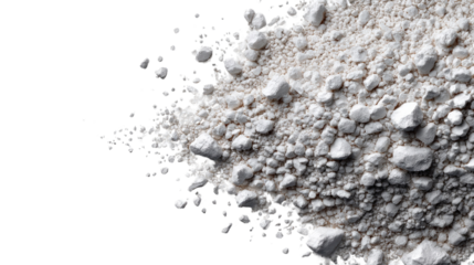 Cement Powder Pile : A close-up view of a heap of raw cement powder, showing its fine texture and industrial context.