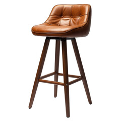 Brown leather bar stool with wooden legs stylish home furniture