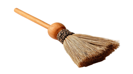 Artisan Broom's Gentle Grace: A classic hand broom, its natural bristles poised, crafted to effortlessly sweep with timeless charm. 