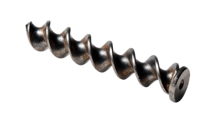 Metal Screw Auger: Close-up view of a metallic screw auger, showcasing its intricate helical design and industrial texture.