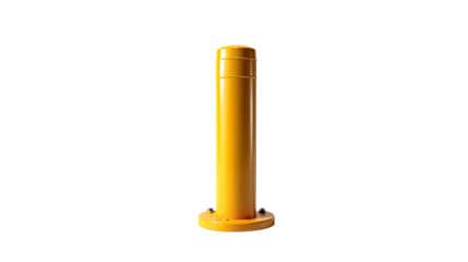 Yellow Bollard: This image highlights a bright yellow bollard, standing strong against a simple background. Its sturdy design and vibrant color convey a sense of safety and urban structure.