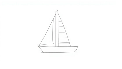 A minimalistic drawing shows a sailboat on the water, symbolizing leisure, sailing, and maritime travel on a white background.