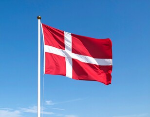 青空の背景にデンマークの国旗