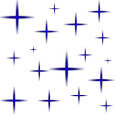 Dark Blue Glowing Star Sparkles – PNG Overlay with Transparent Background – Twinkle Light Elements for Digital Design and Decoration