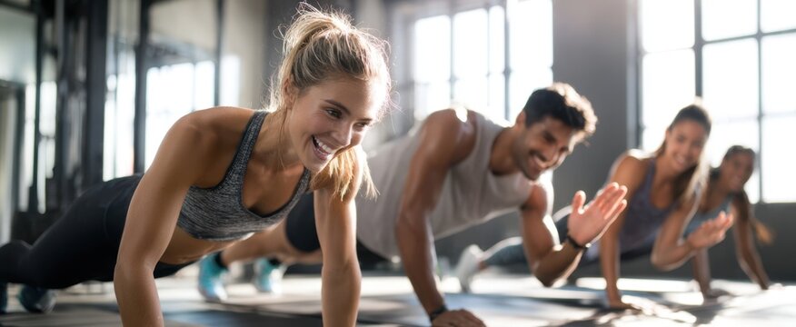 The group of young adults engaging in a workout session together.