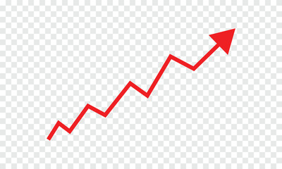business graph with red arrow up 
