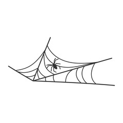 Silhouette of a black spider web with a spider for Halloween. Vector illustration.
