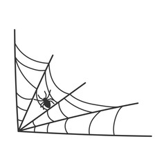 Silhouette of a black spider web with a spider for Halloween. Vector illustration.