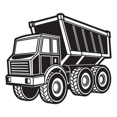 Powerful Dump Truck Illustration Heavy-Duty Construction Vehicle Graphic