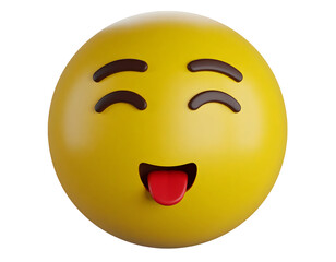 Fototapeta premium A cheerful yellow emoji playfully sticks out its red tongue, expressing a humorous and lighthearted feeling.