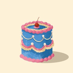 Colorful Birthday Cake Illustration
