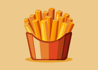 Crispy French Fries in a Paper Container