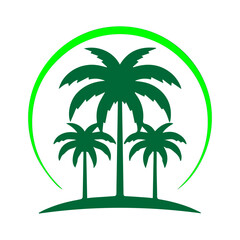 Silhouette of three palm trees 