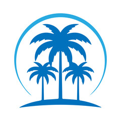 Silhouette of three palm trees 