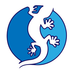 Gecko silhouette in yin and yang symbol