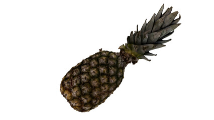 realistic 3d pineapple render with spiky crown and textured skin, tropical fruit isolated on transparent background for food and summer design concepts