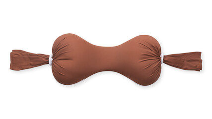 Brown pregnancy pillow isolated on white background, top view