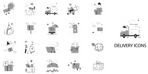Delivery simple concept 24 Grew color icons set .Vector illustration.	