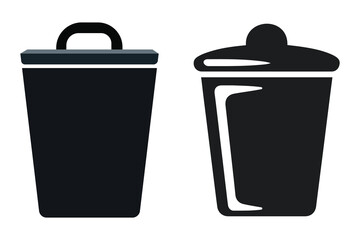 trash can icon set vector silhouette illustration